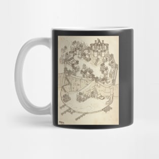 Medieval Castle Village - Ink on Paper Mug